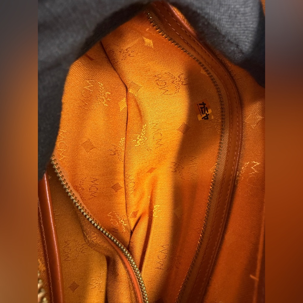 MCM Cognac Visetos Monogram Boston Bag with Gold Hardware - Picture 4 of 13